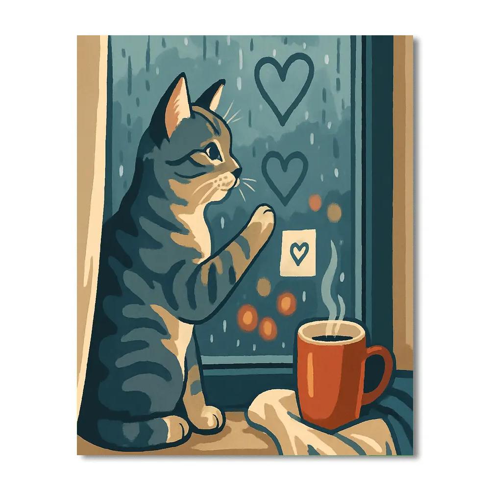 Valentines Day Rainy Window With Message Doodles paint by color