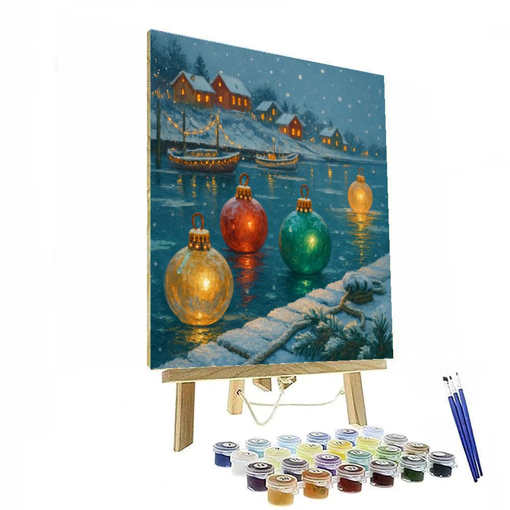 Winter Harbor With Ornament Buoys Paint by numbers art