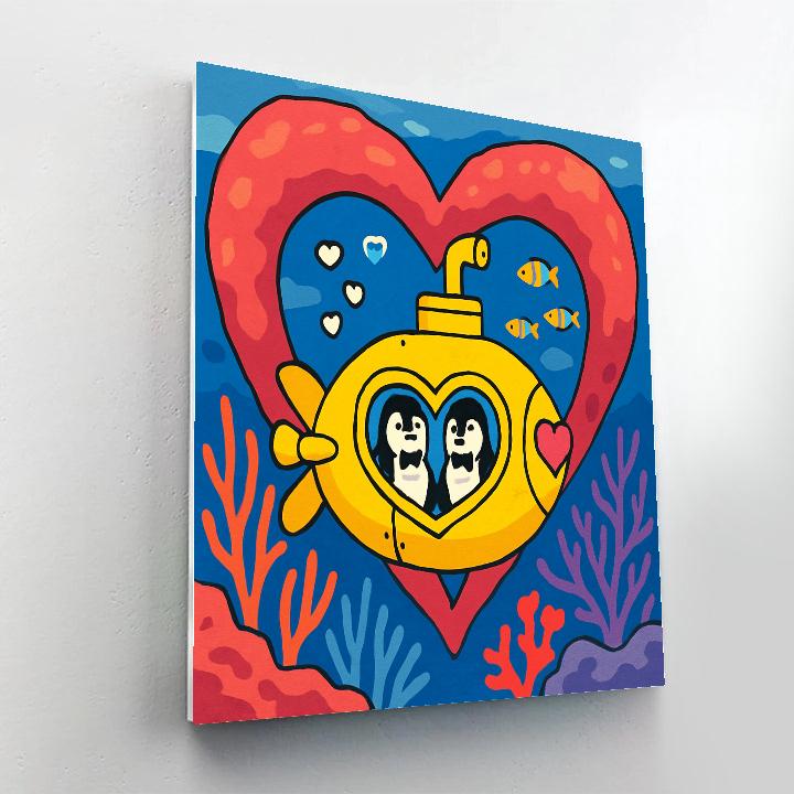 Valentines Day Submarine Date In A Coral Tunnel paint by color