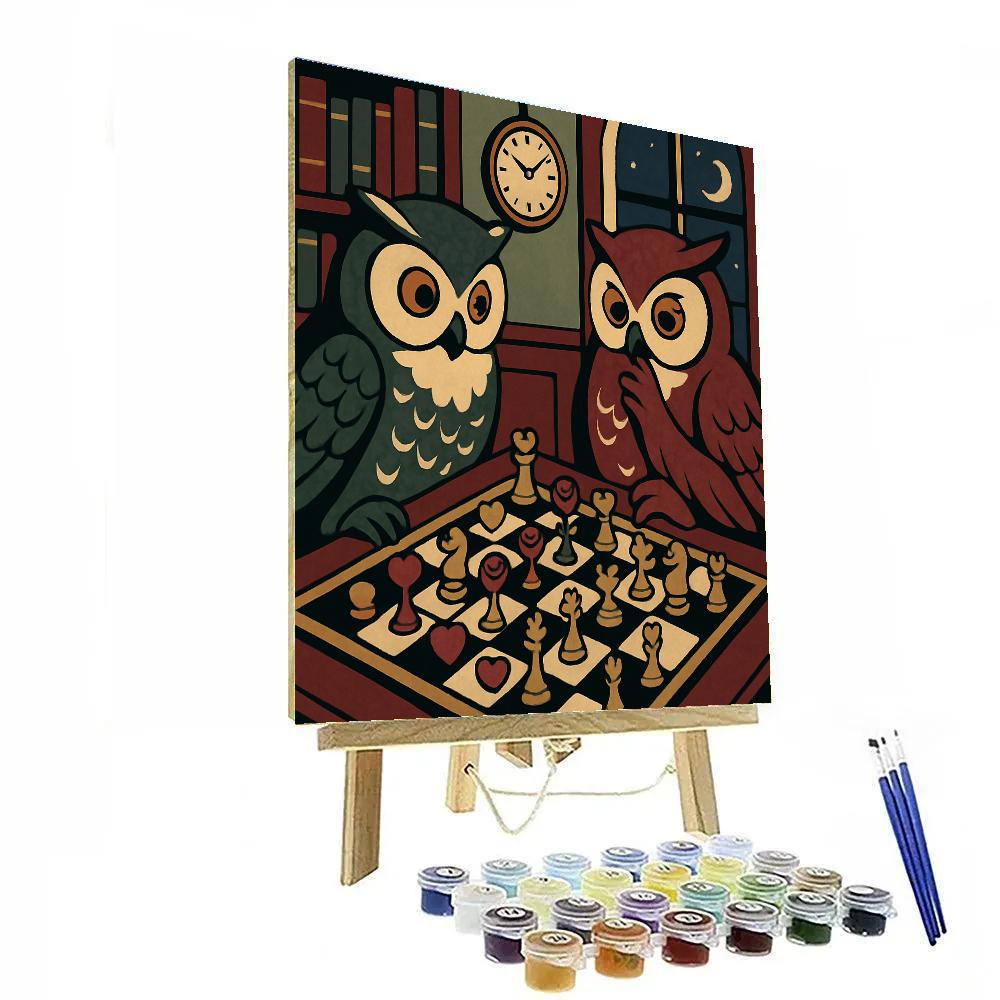 Valentines Day Chess Match With Heart Pieces Paint by numbers art