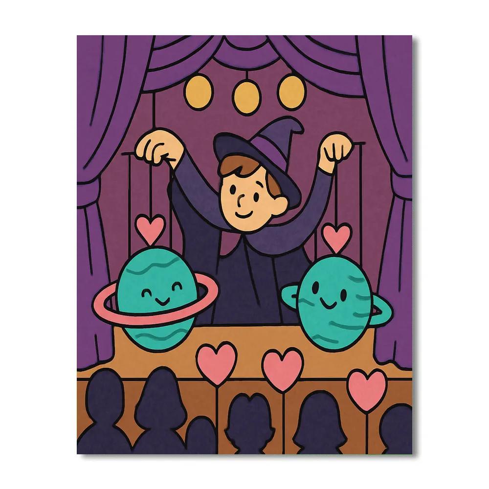 Valentines Day Puppet Theater Of Planet Love paint by number