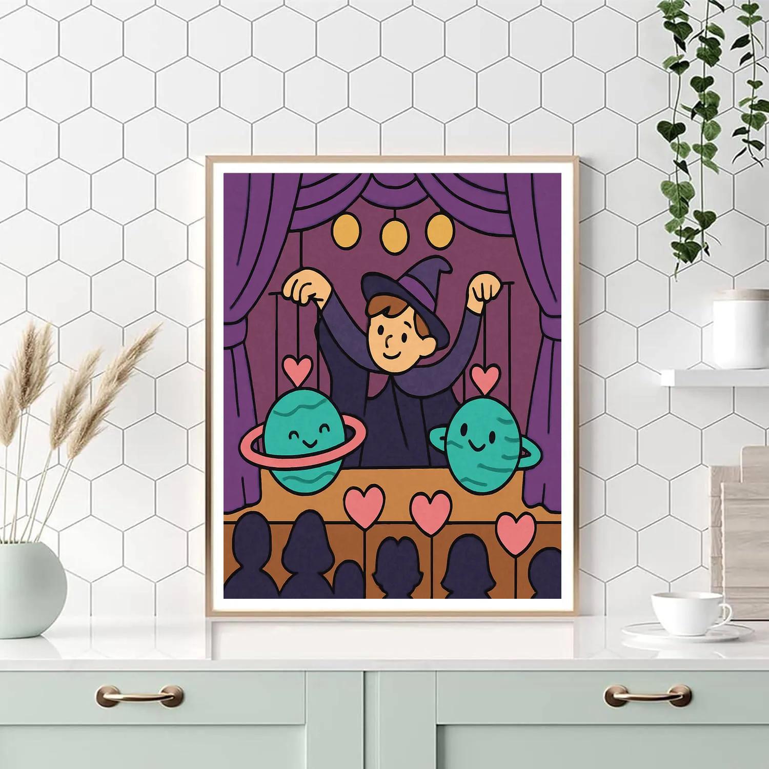 Valentines Day Puppet Theater Of Planet Love paint by number