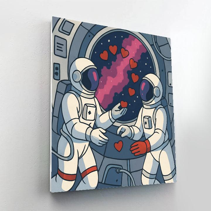 Valentines Day Astronauts Sharing Zero Gravity Chocolates Paint by numbers art