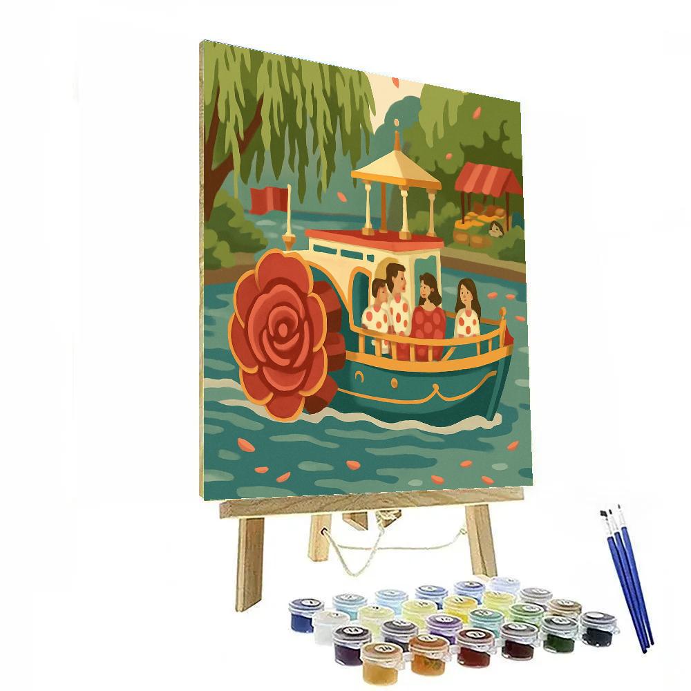 Valentines Day Riverboat With Rose Paddlewheel paint by numbers