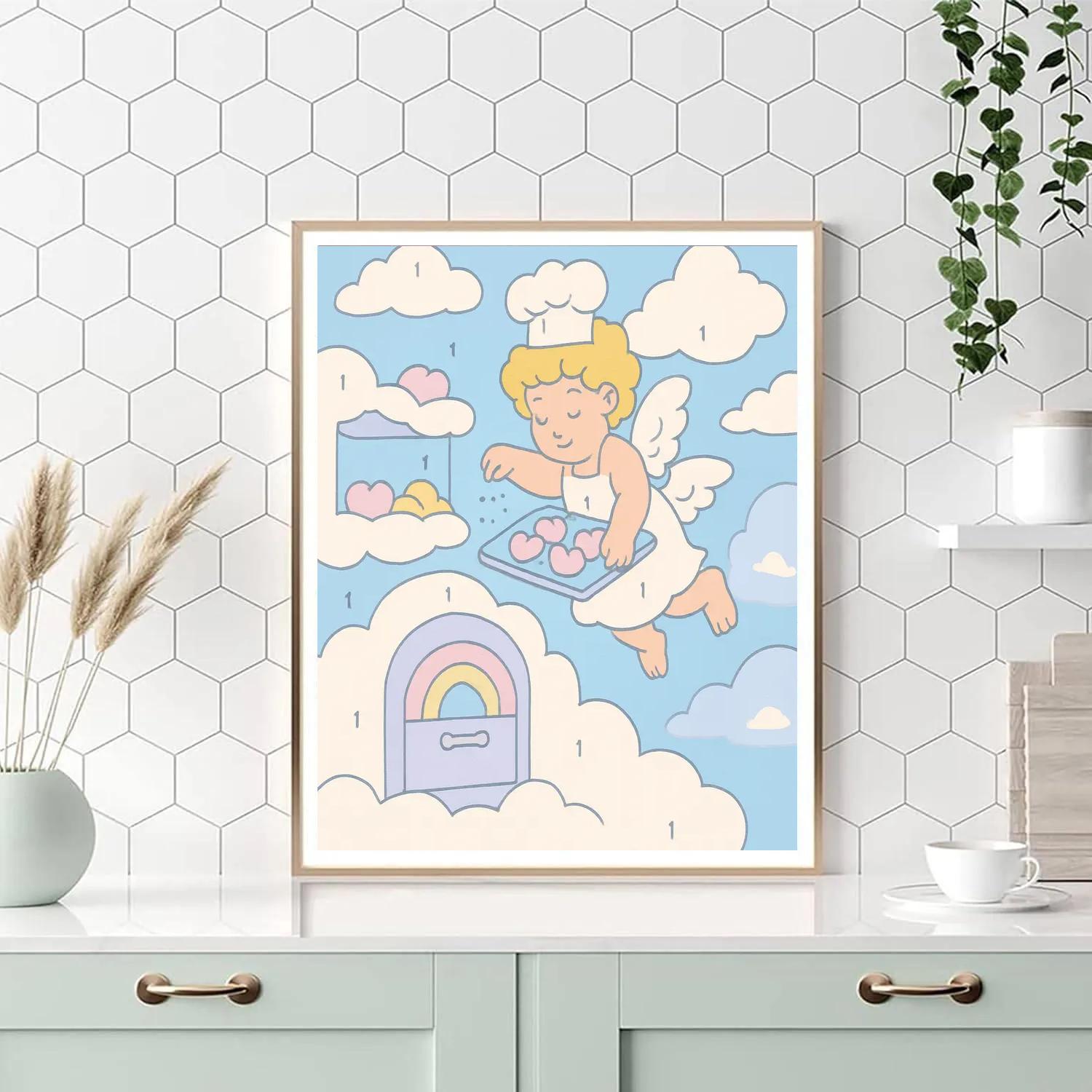 Valentines Day Cloud Bakery With Sugar Snow Numbered painting kits