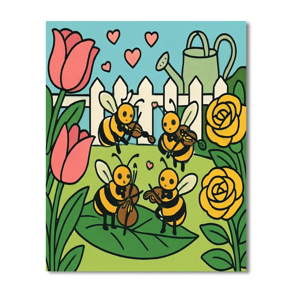 Valentines Day Garden Concert For Bees And Blossoms paint by numbers