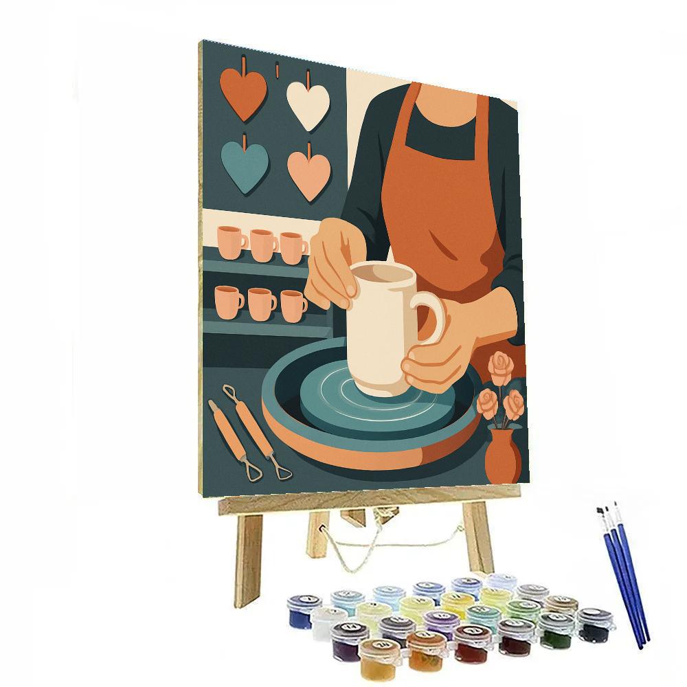 Valentines Day Ceramic Studio With Heart Glaze Test Tiles Painting by numbers kit