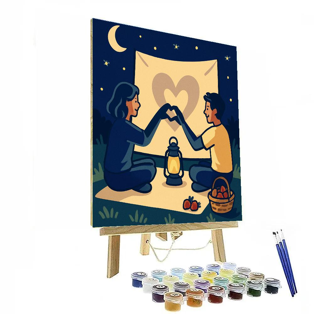 Valentines Day Moonlit Picnic With Shadow Puppets paint by color