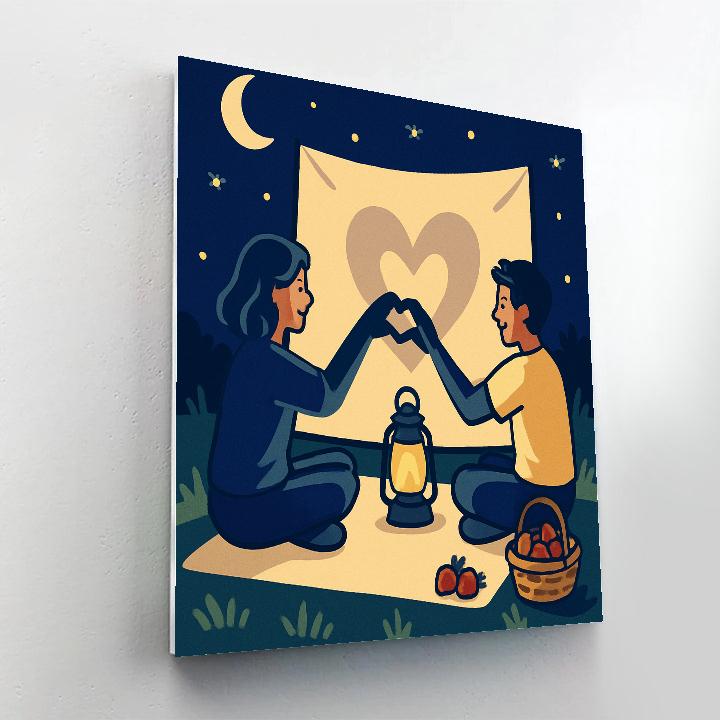 Valentines Day Moonlit Picnic With Shadow Puppets paint by color