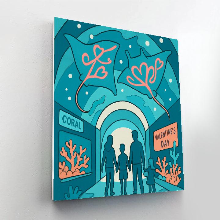 Valentines Day Aquarium Tunnel With Ribbon Rays paint by number