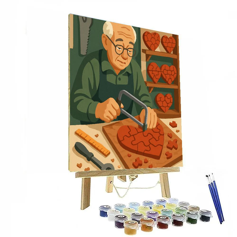 Valentines Day Puzzle Makers Workshop Of Interlocking Hearts Paint by numbers kits