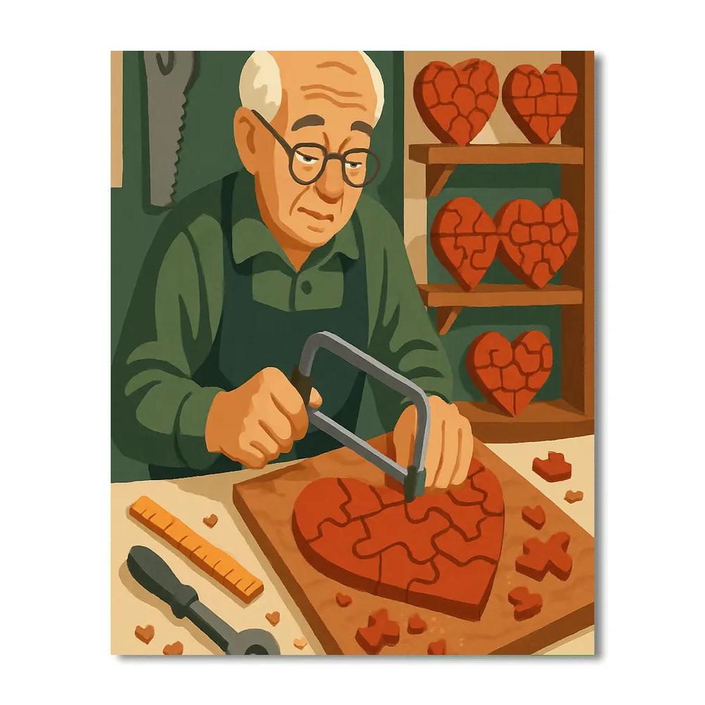 Valentines Day Puzzle Makers Workshop Of Interlocking Hearts Paint by numbers kits