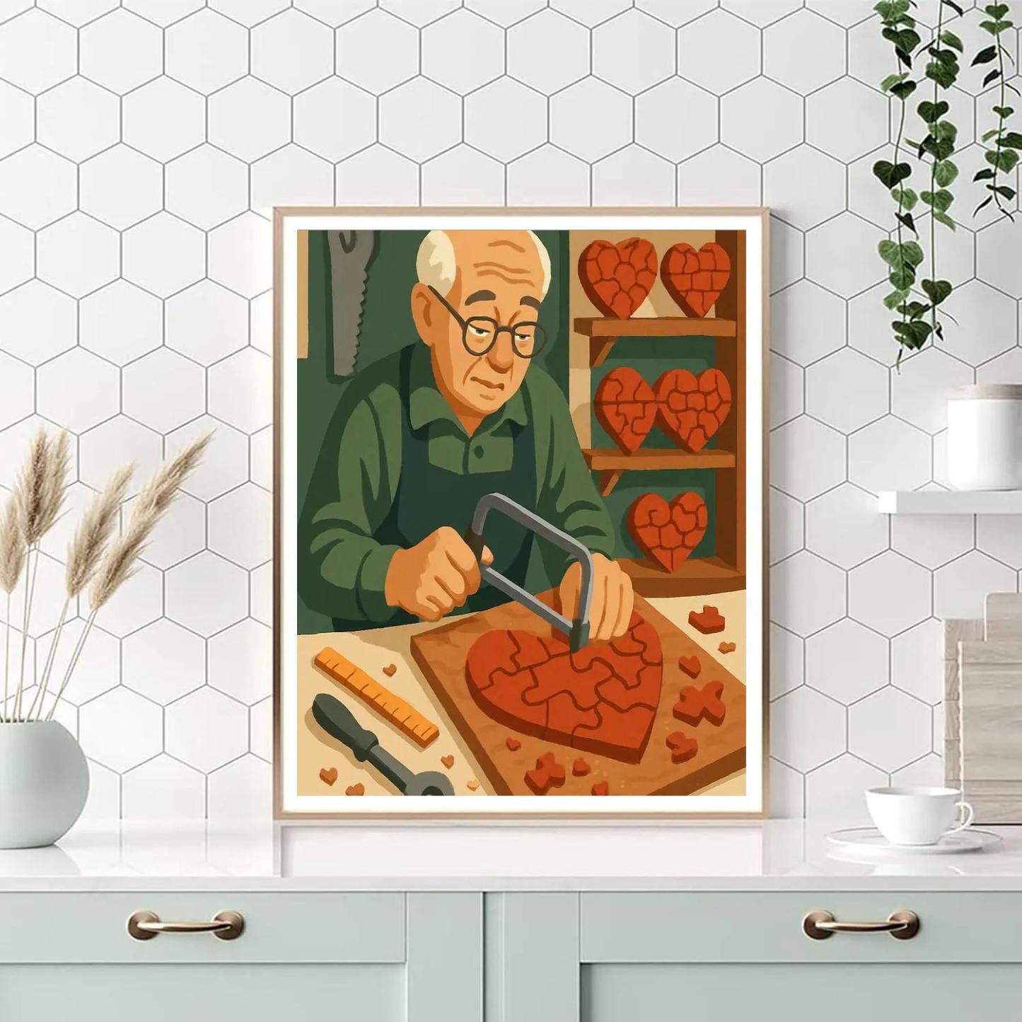 Valentines Day Puzzle Makers Workshop Of Interlocking Hearts Paint by numbers kits