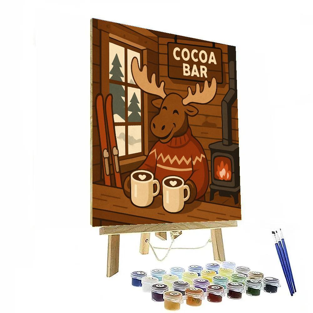 Valentines Day Mountain Chalet Cocoa Bar Painting by numbers kit