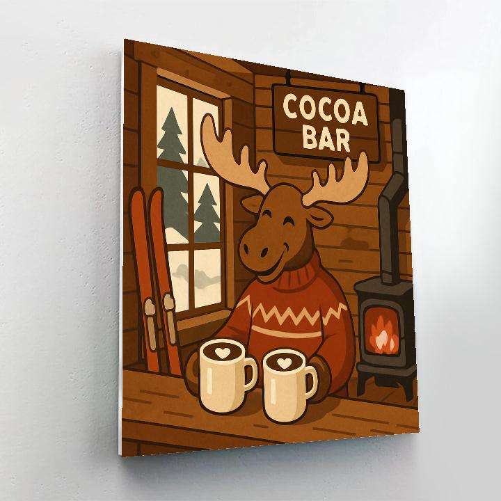 Valentines Day Mountain Chalet Cocoa Bar Painting by numbers kit
