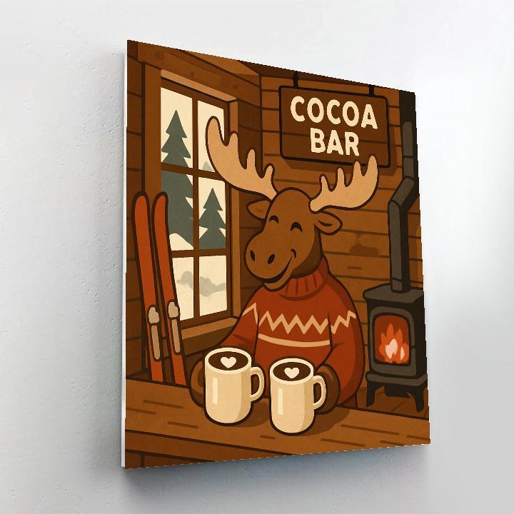 Valentines Day Mountain Chalet Cocoa Bar Painting by numbers kit