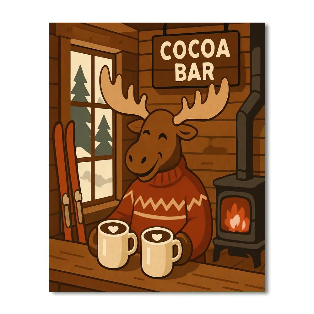 Valentines Day Mountain Chalet Cocoa Bar Painting by numbers kit