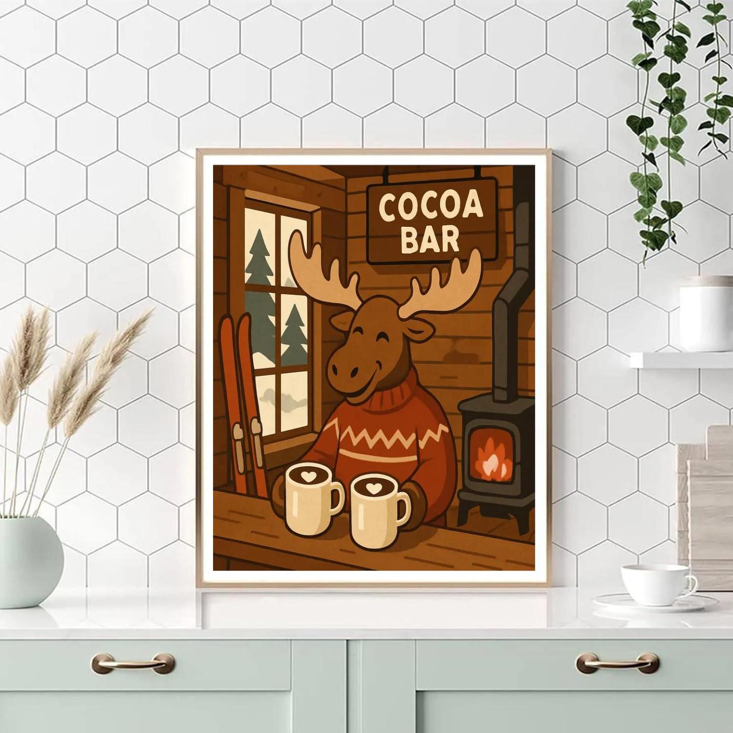 Valentines Day Mountain Chalet Cocoa Bar Painting by numbers kit