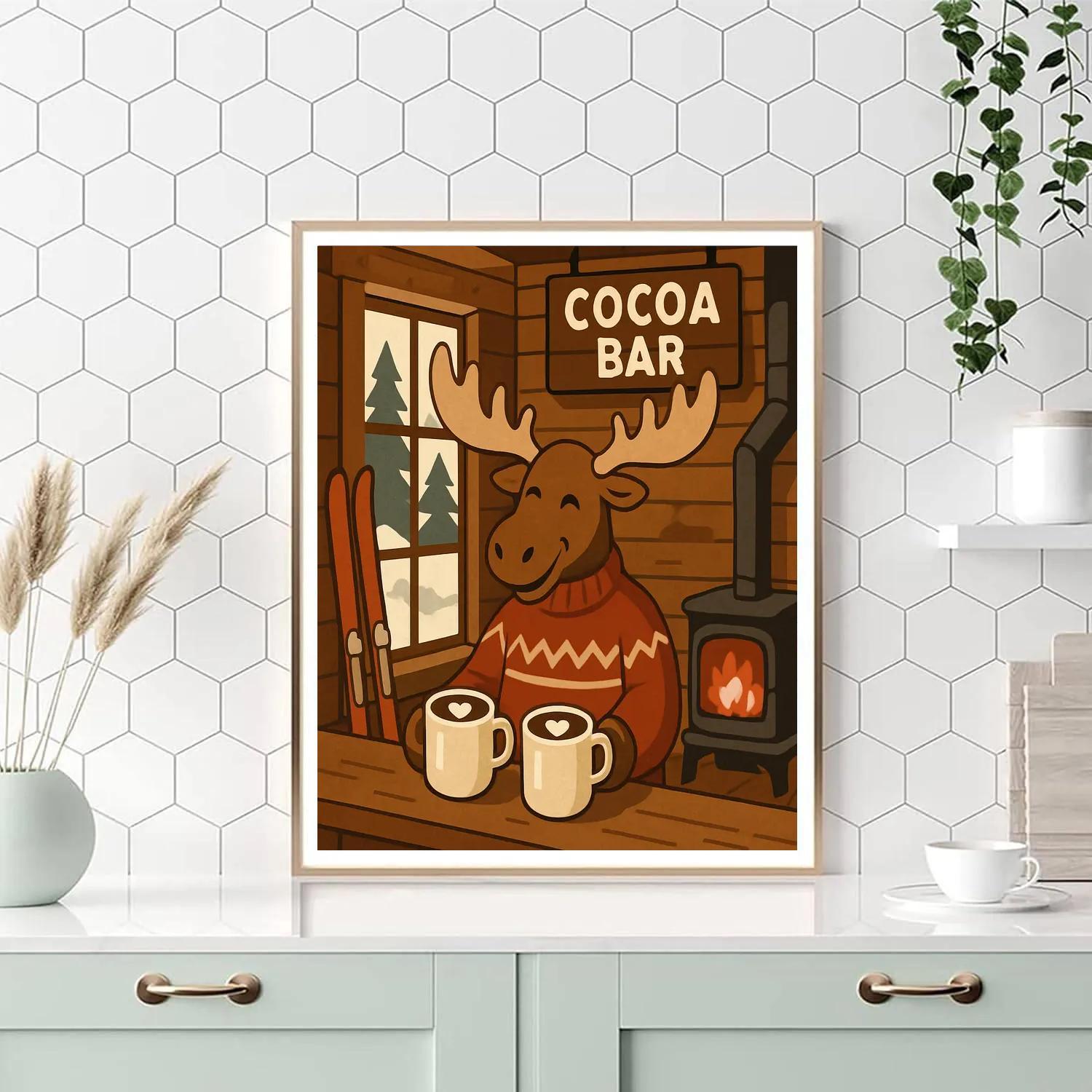 Valentines Day Mountain Chalet Cocoa Bar Painting by numbers kit