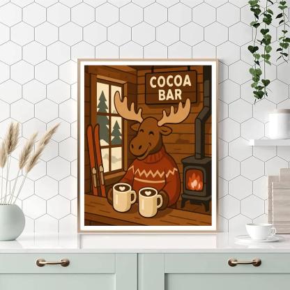 Valentines Day Mountain Chalet Cocoa Bar Painting by numbers kit