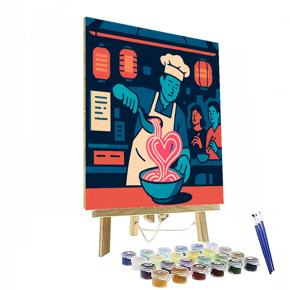Valentines Day Night Market With Neon Heart Noodles Paint by numbers kits
