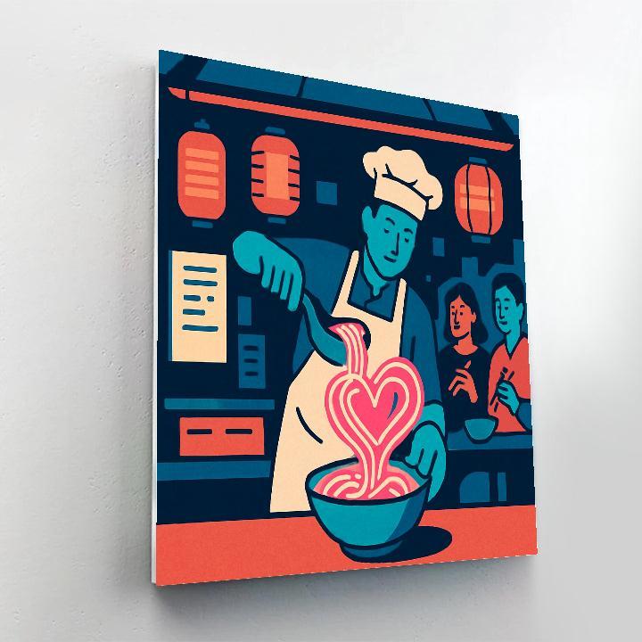 Valentines Day Night Market With Neon Heart Noodles Paint by numbers kits