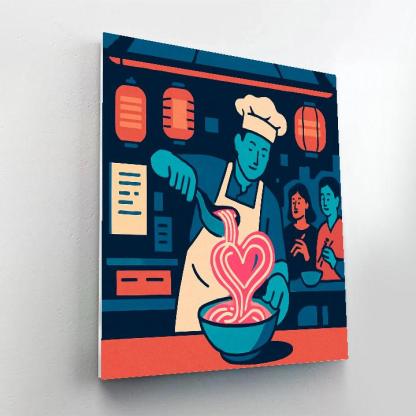 Valentines Day Night Market With Neon Heart Noodles Paint by numbers kits