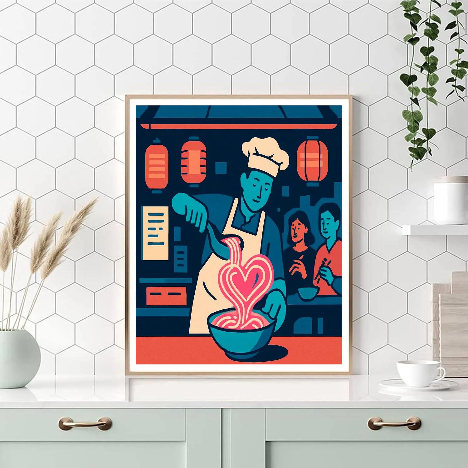 Valentines Day Night Market With Neon Heart Noodles Paint by numbers kits