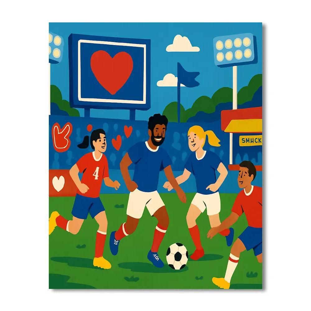 Valentines Day Sports Arena With Heart Scoreboard Painting by numbers kit