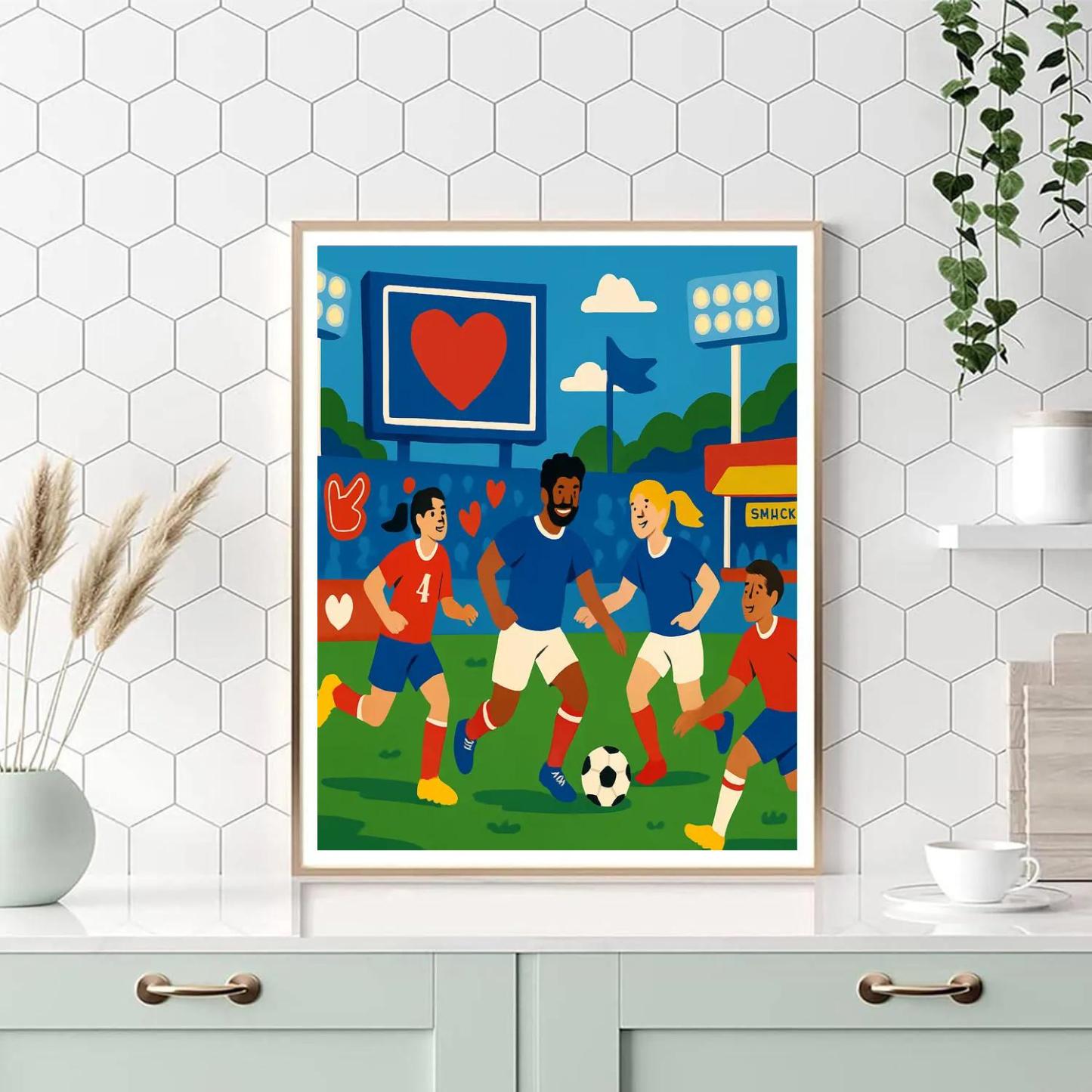 Valentines Day Sports Arena With Heart Scoreboard Painting by numbers kit