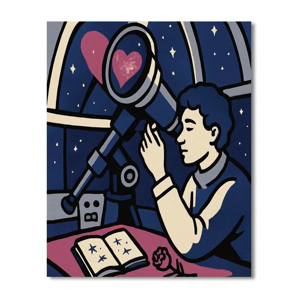 Valentines Day Observatory With Heart Lens Reflection Paint by numbers art
