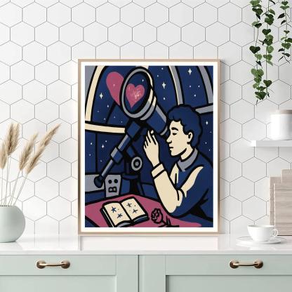 Valentines Day Observatory With Heart Lens Reflection Paint by numbers art
