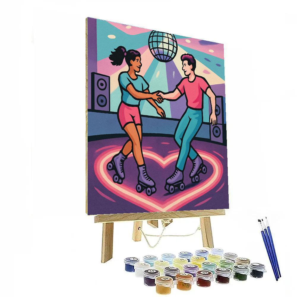 Valentines Day Roller Skating Rink With Heart Trails paint by numbers