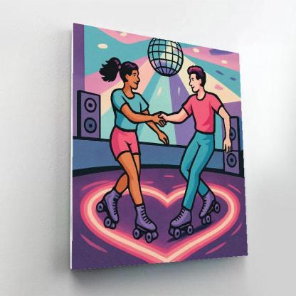 Valentines Day Roller Skating Rink With Heart Trails paint by numbers