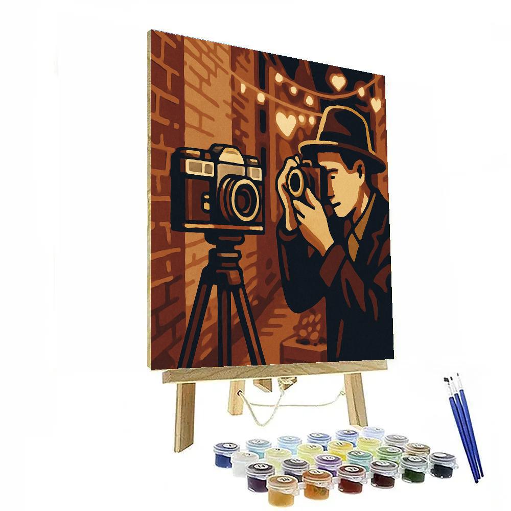 Valentines Day Antique Camera Capturing Heart Bokeh Painting by numbers kit
