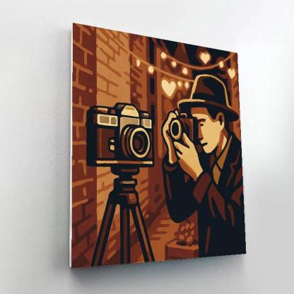 Valentines Day Antique Camera Capturing Heart Bokeh Painting by numbers kit
