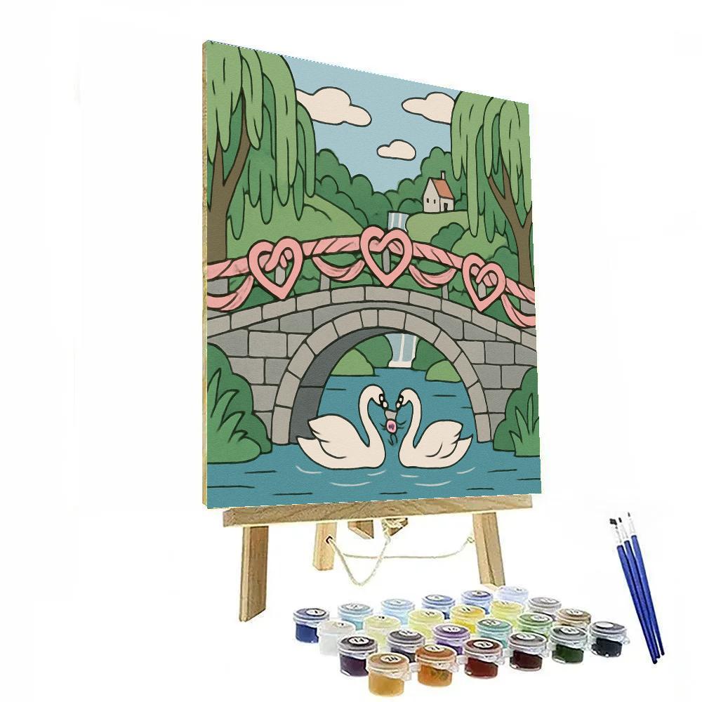 Valentines Day Fairy Tale Bridge Of Braided Ribbons paint by number