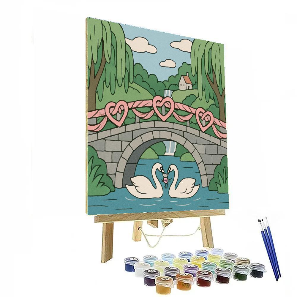 Valentines Day Fairy Tale Bridge Of Braided Ribbons paint by number