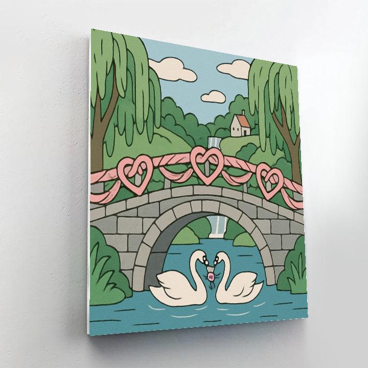 Valentines Day Fairy Tale Bridge Of Braided Ribbons paint by number