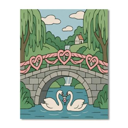 Valentines Day Fairy Tale Bridge Of Braided Ribbons paint by number