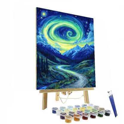 Van Gogh Inspired Aurora Mountain Pass Paint by numbers art