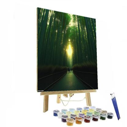 Bamboo Grove Path In Arashiyama Park Kyoto Japan Paint by numbers kits
