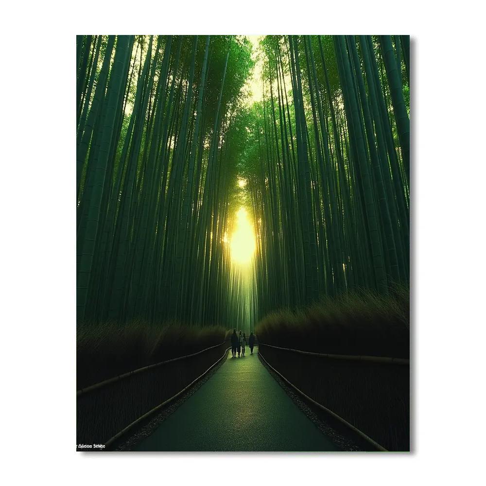 Bamboo Grove Path In Arashiyama Park Kyoto Japan Paint by numbers kits