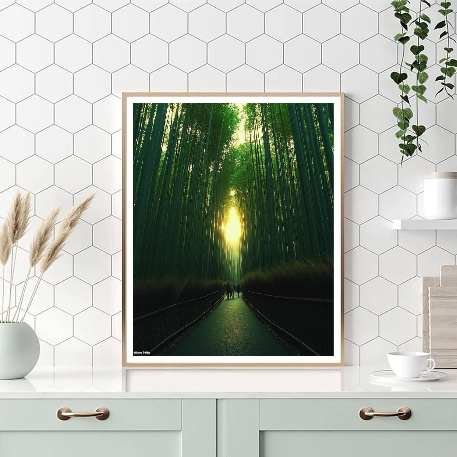 Bamboo Grove Path In Arashiyama Park Kyoto Japan Paint by numbers kits