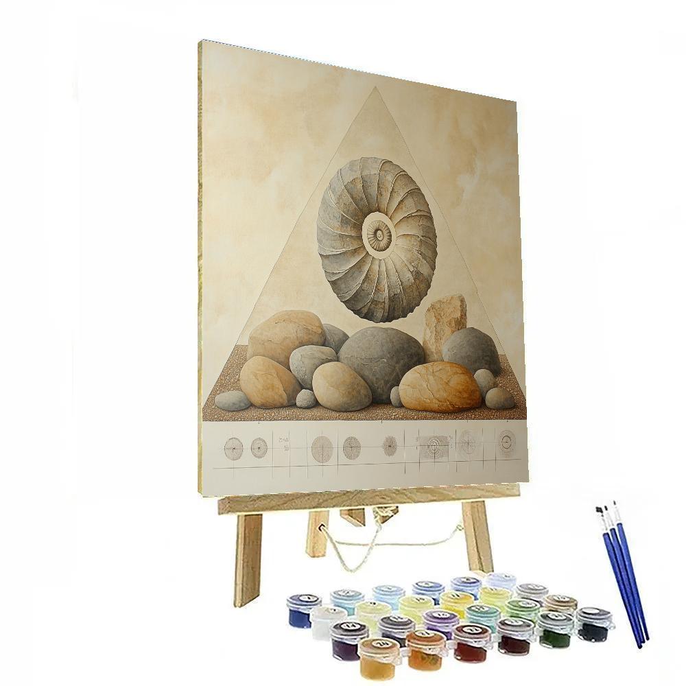 Leonardo Da Vinci Inspired Fossil Spiral And River Stone Study Paint by numbers art