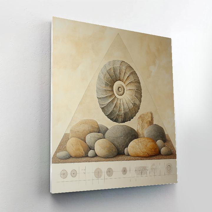 Leonardo Da Vinci Inspired Fossil Spiral And River Stone Study Paint by numbers art