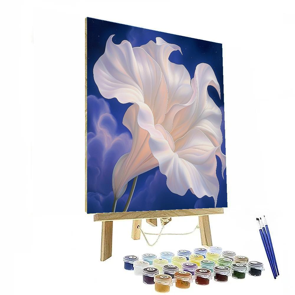 Georgia O’Keeffe Inspired Moonlit Datura Bloom Over Indigo Sky paint by number