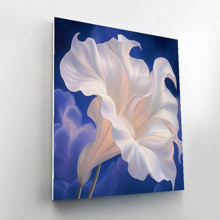 Georgia O’Keeffe Inspired Moonlit Datura Bloom Over Indigo Sky paint by number