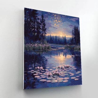 Claude Monet Inspired Water Lilies On A Meteor Shower Night DIY paint by numbers