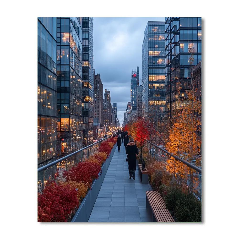 High Line Autumn Walkway New York City United States DIY paint by numbers